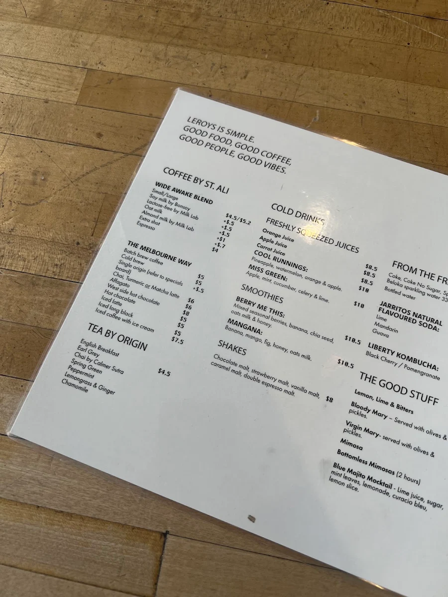 Menu, Leroys