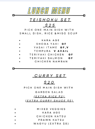 Menu, AKAMARU Japanese Casual Dining