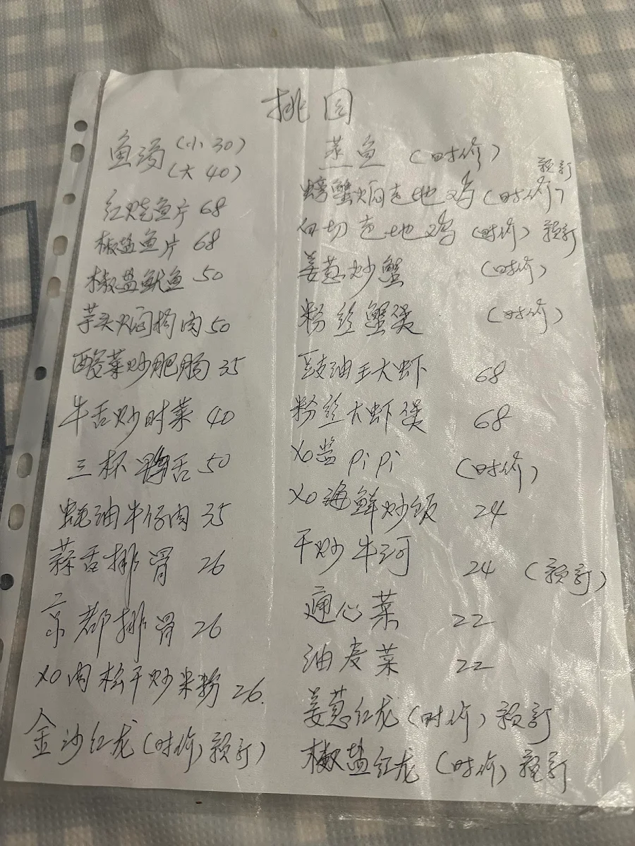 Menu, Padstow Inn Chinese Restaurant