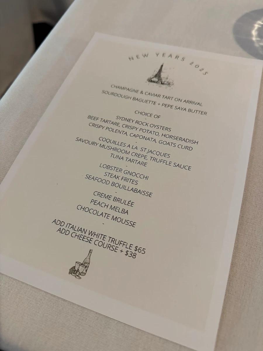 Menu, Bistro St Jacques