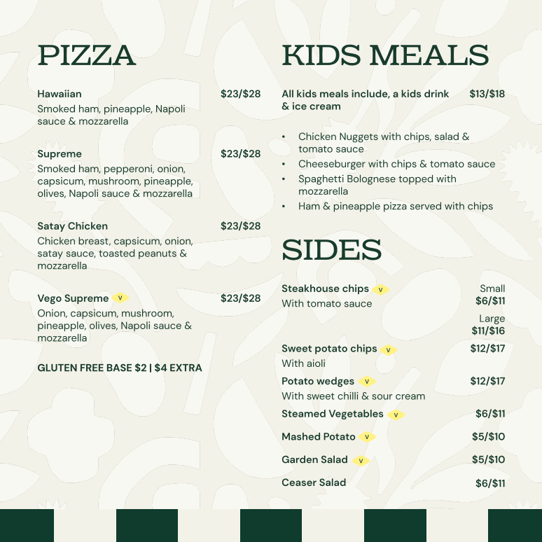 Menu, Glass House Local