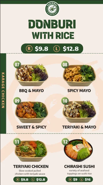 Menu, Sushi on Mary