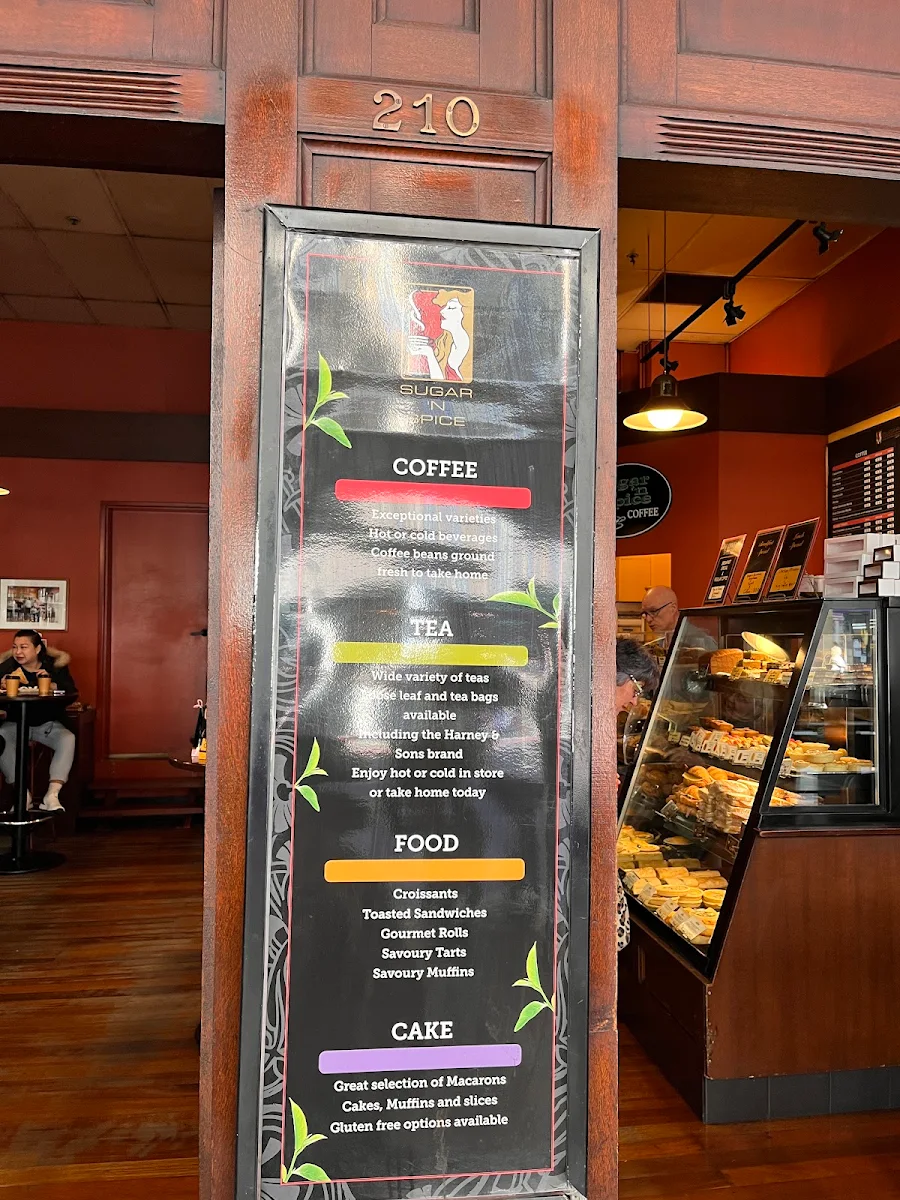 Menu, Sugar 'N Spice Cafe