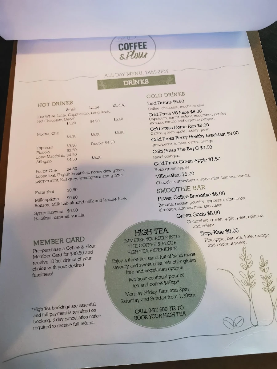 Menu, The Passionate Baker