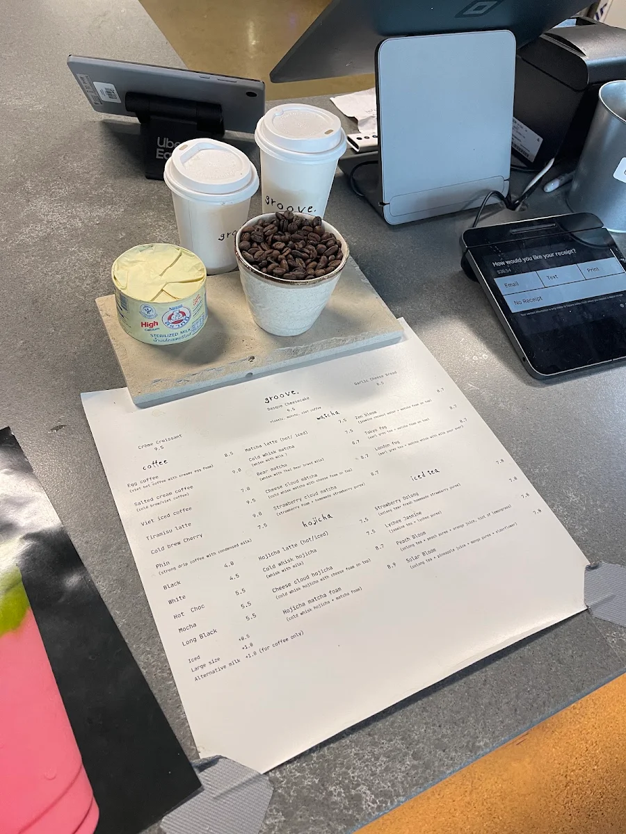 Menu, groove. coffee shop