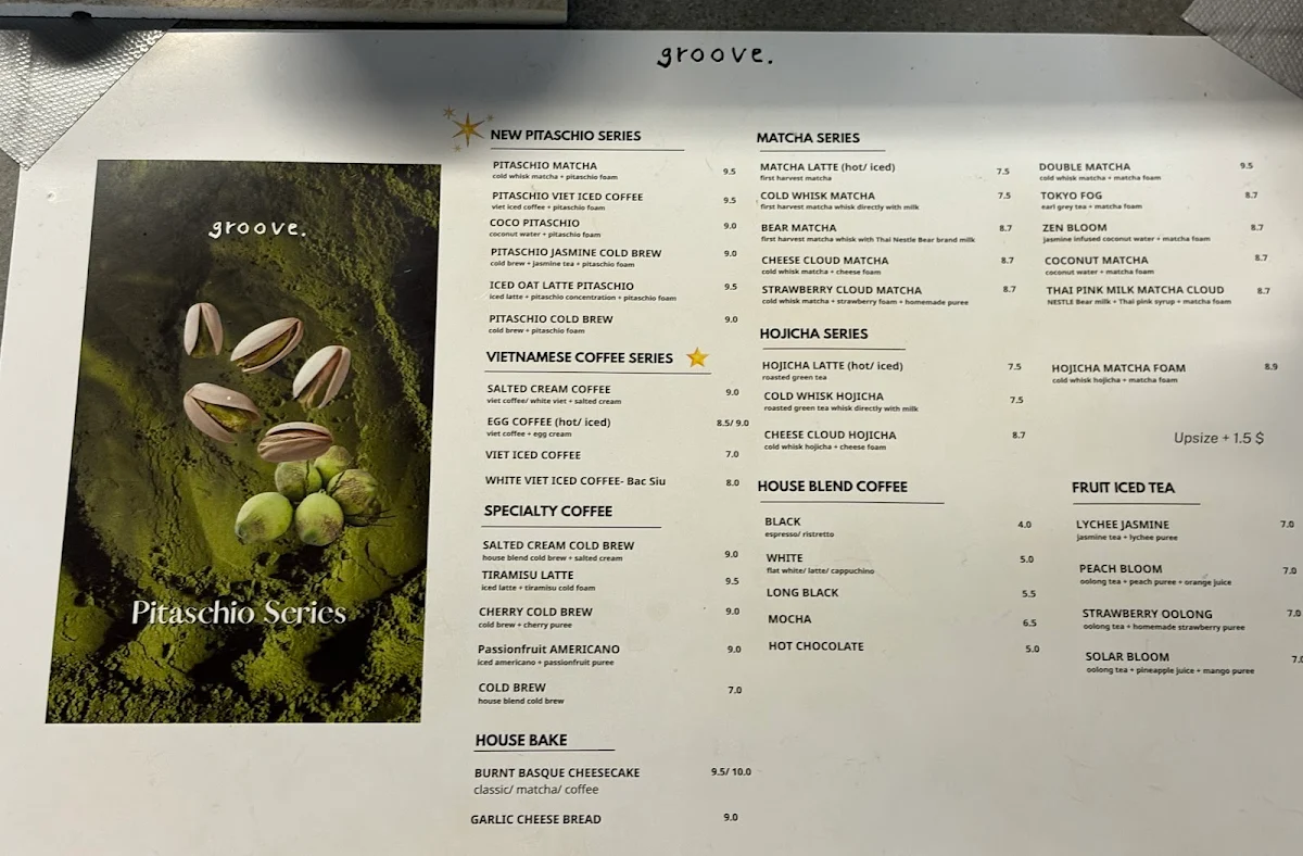 Menu, groove. coffee shop