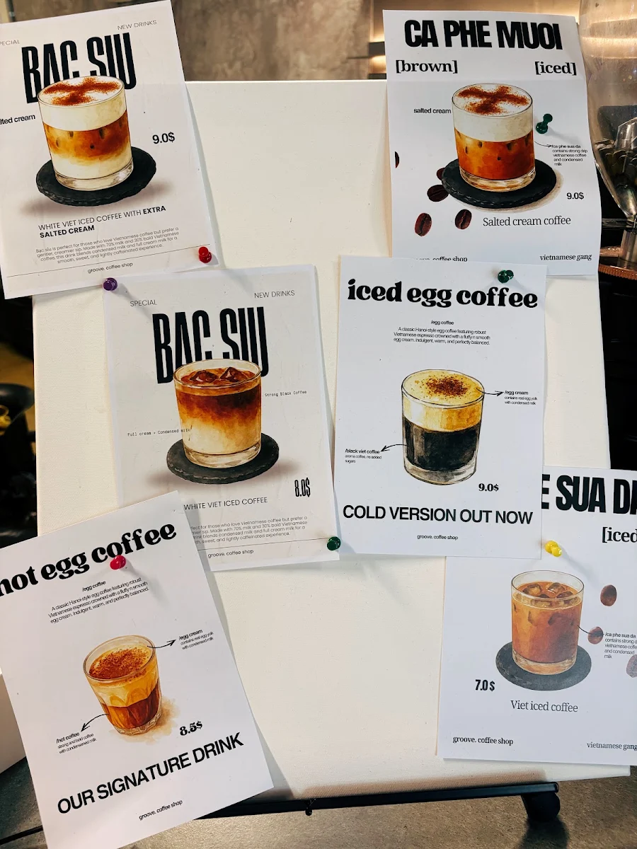 Menu, groove. coffee shop