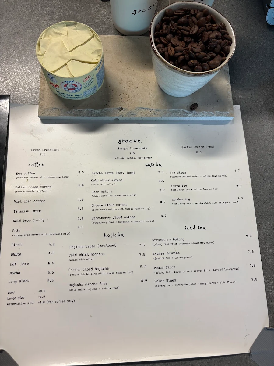 Menu, groove. coffee shop