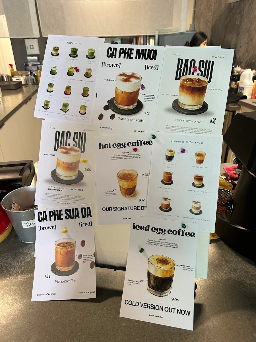 Menu, groove. coffee shop