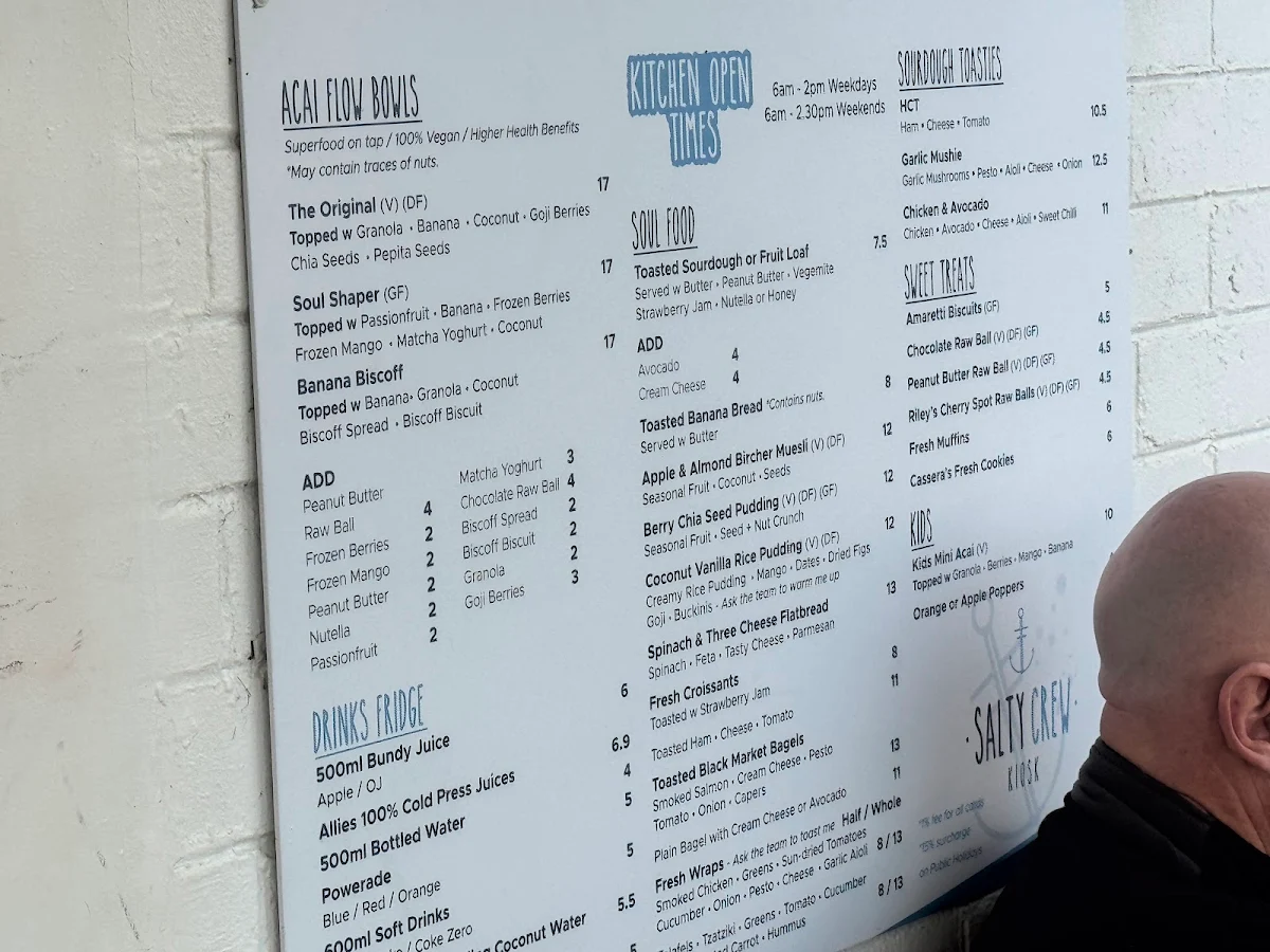 Menu, Salty Crew Kiosk