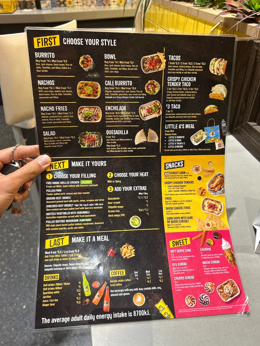 Menu, Guzman y Gomez - Linden Park