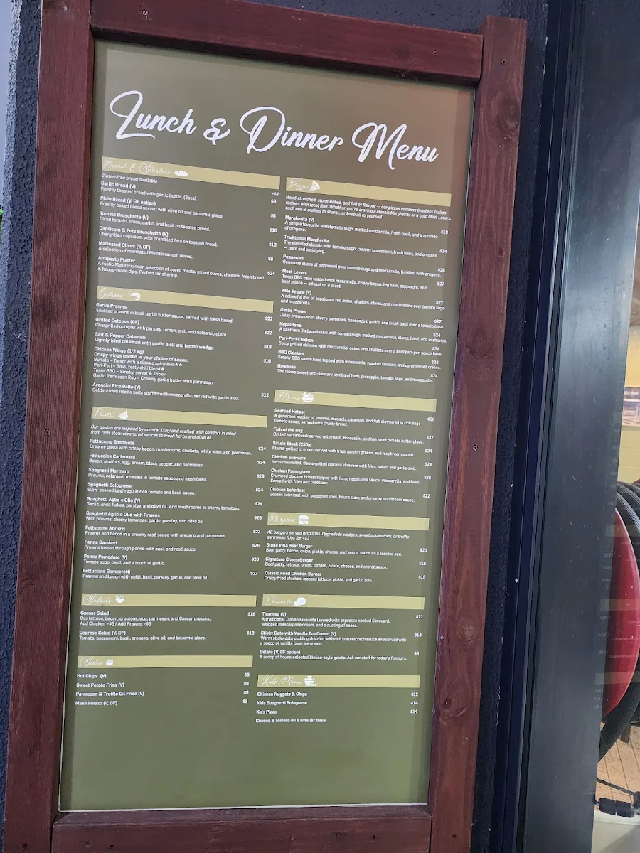 Menu, STONEVILLA - Cafe & Restaurant