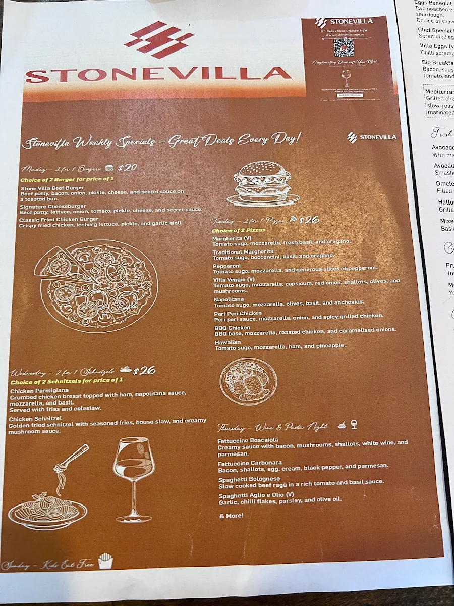 Menu, STONEVILLA - Cafe & Restaurant
