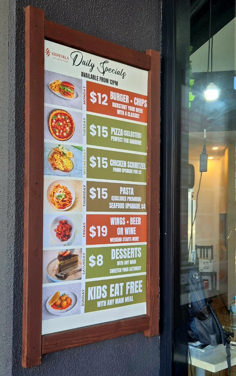 Menu, STONEVILLA - Cafe & Restaurant