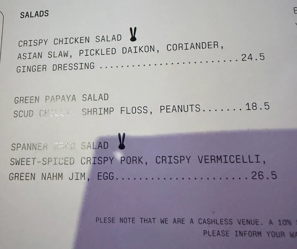 Menu, Club Chin Chin