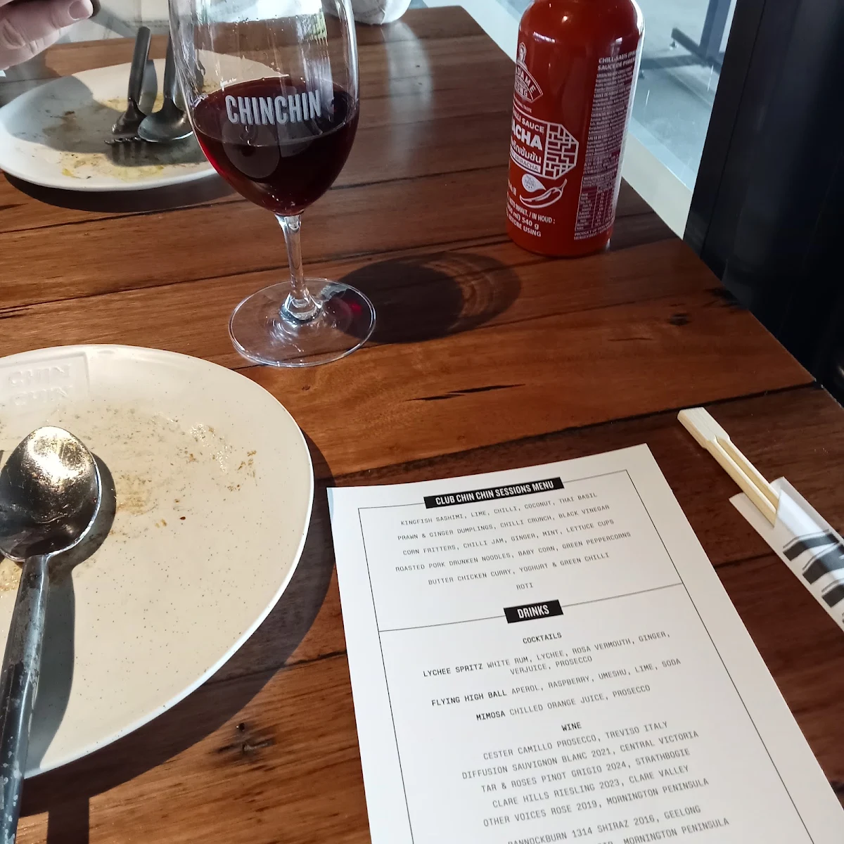 Menu, Club Chin Chin