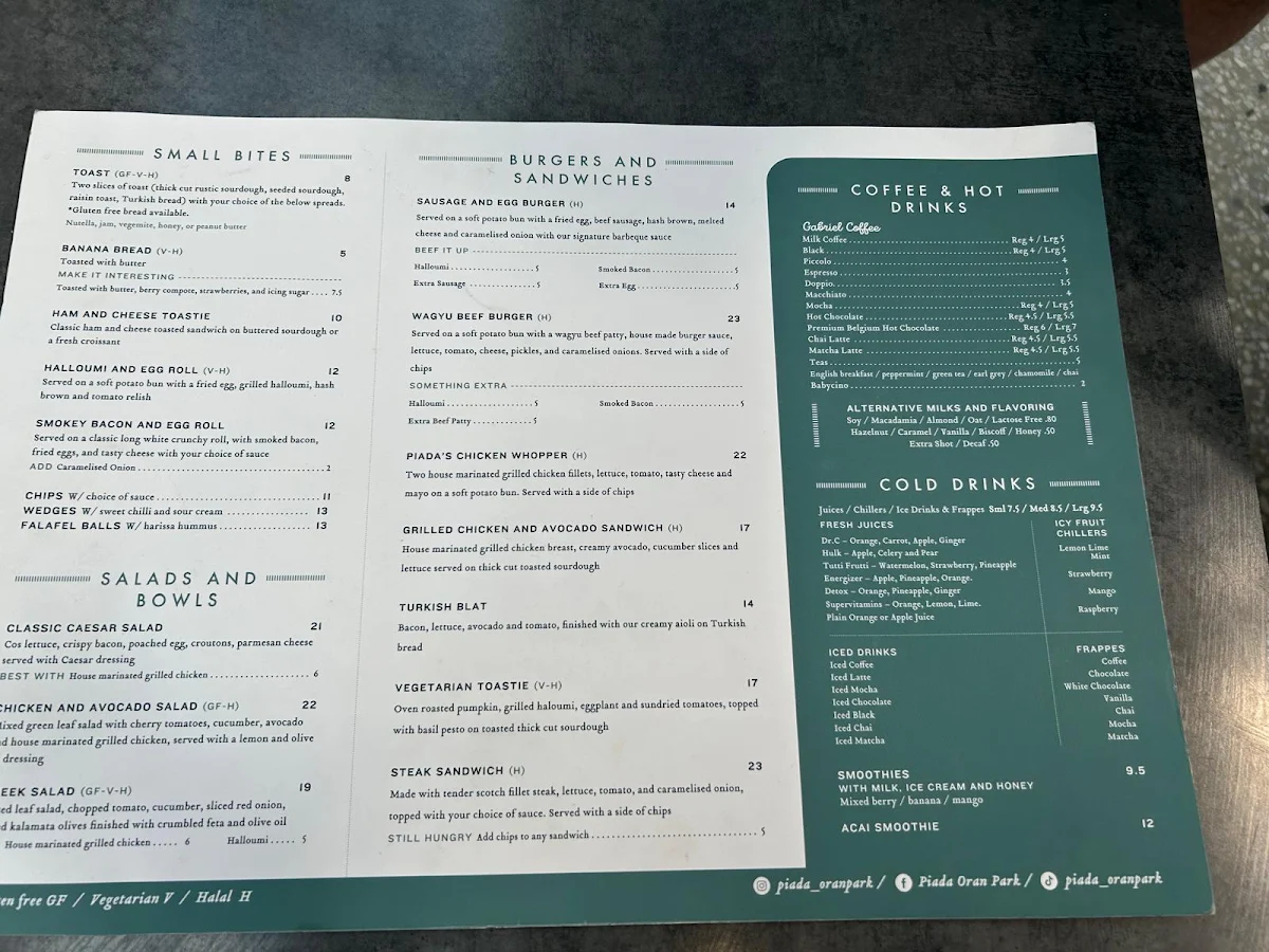 Menu, Piada