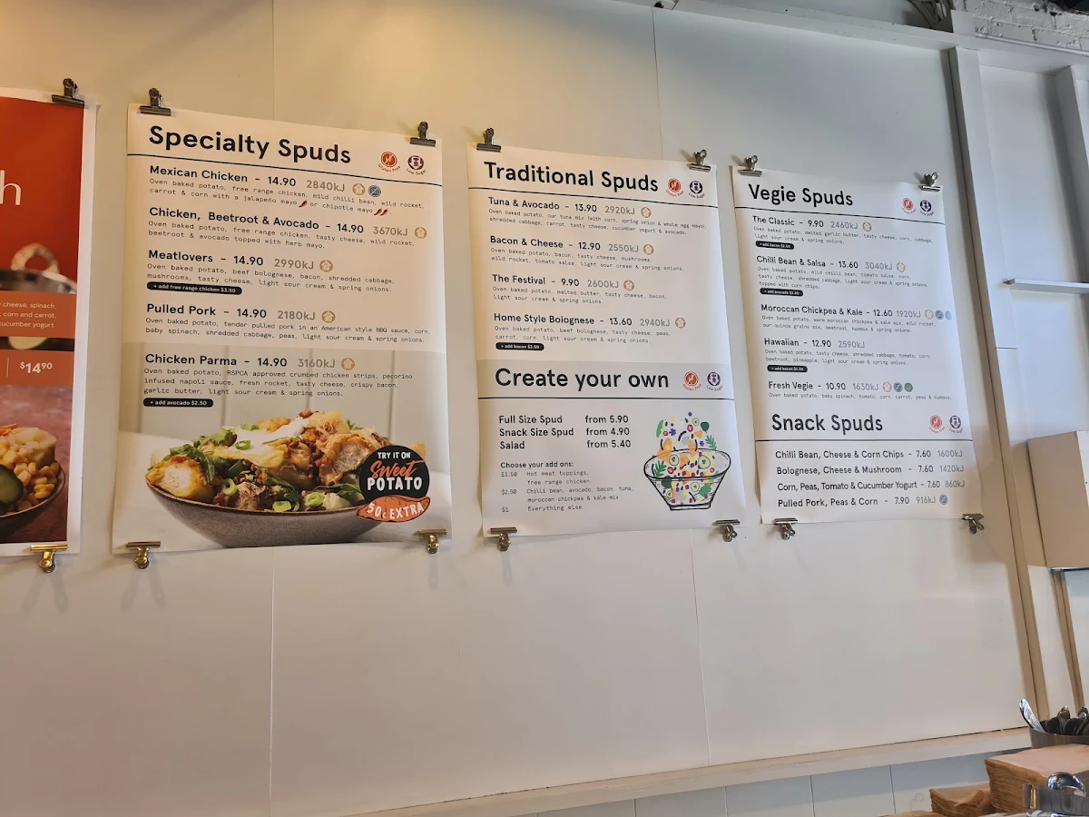 Menu, SpudBAR Richmond