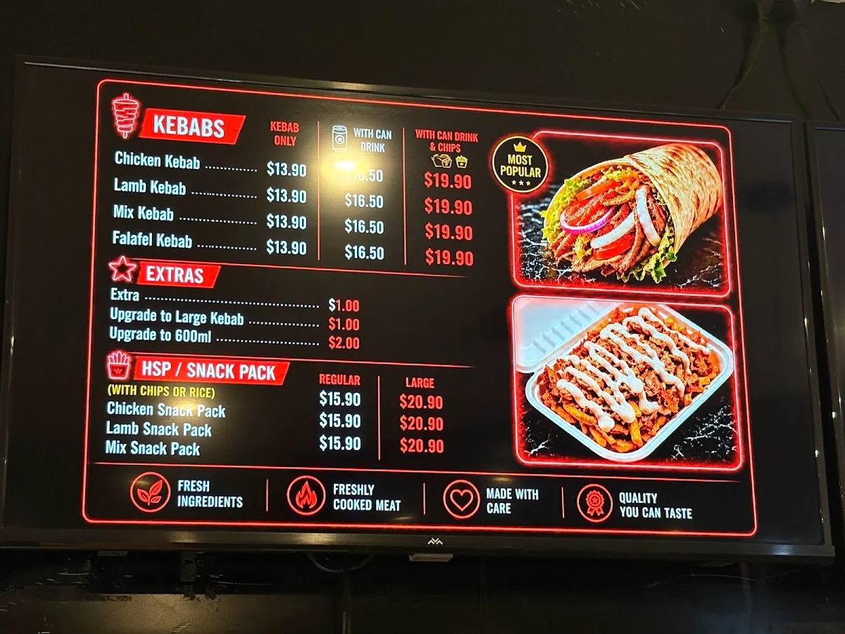 Menu, Shine kebab & pide