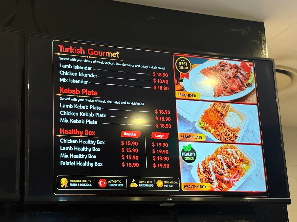 Menu, Shine kebab & pide