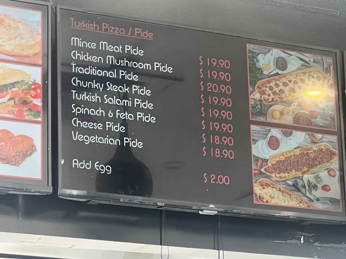 Menu, Shine kebab & pide