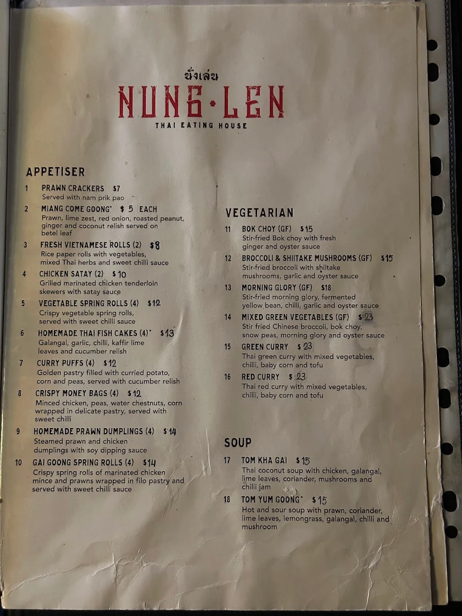 Menu, Nung Len