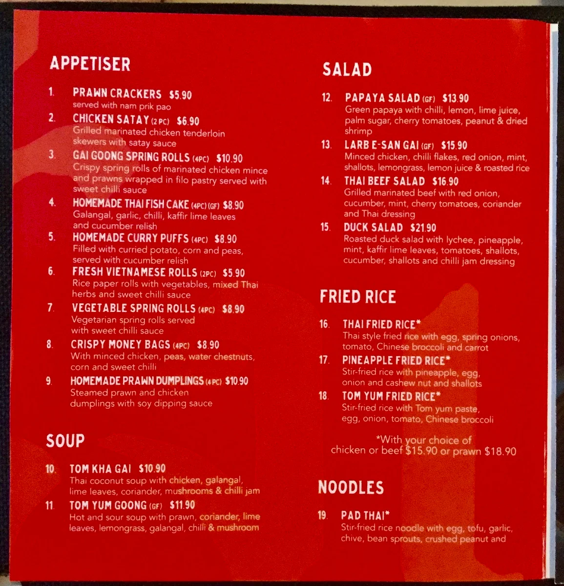 Menu, Nung Len