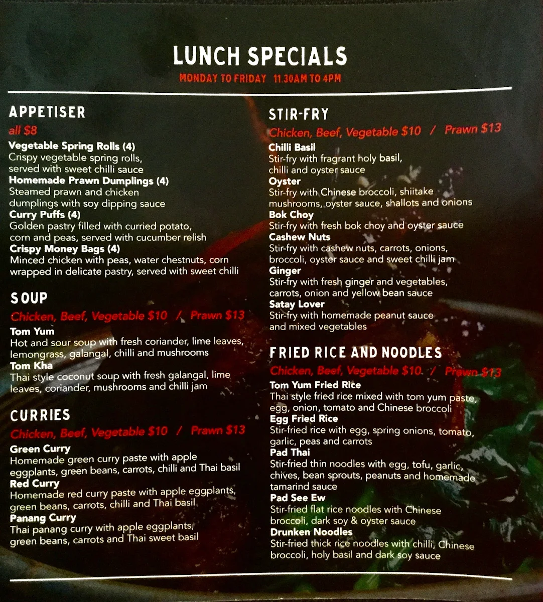 Menu, Nung Len