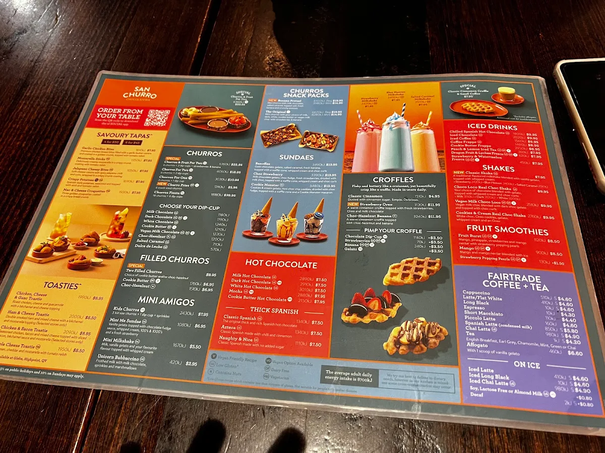 Menu, San Churro Orion Springfield