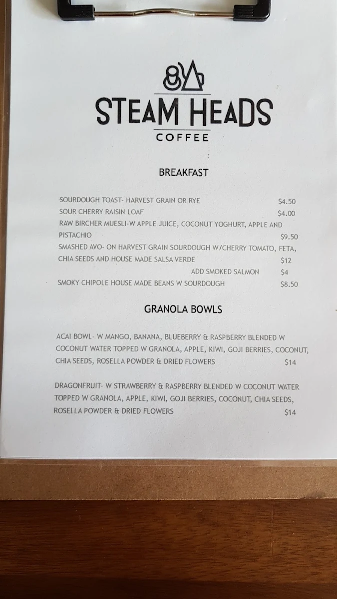 Menu, Steam Heads
