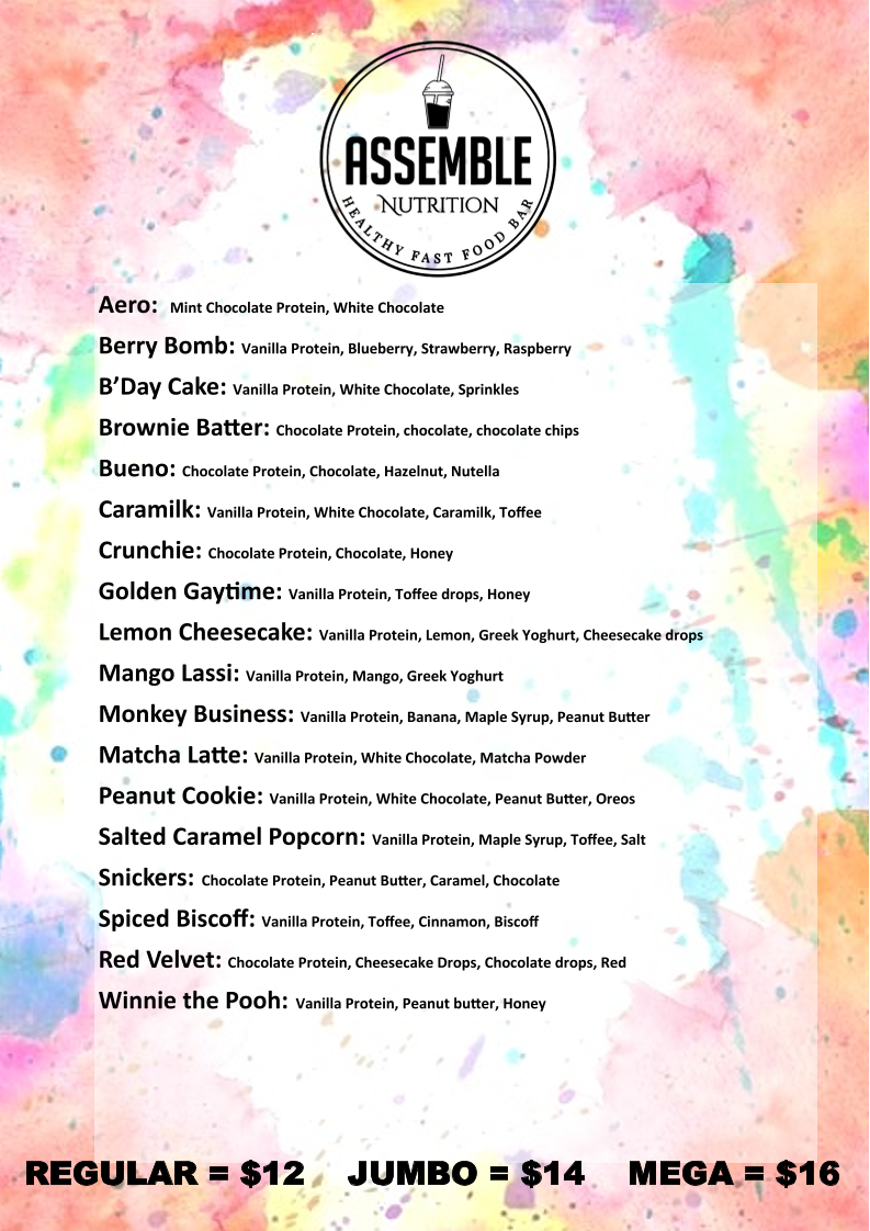 Menu, Assemble Nutrition