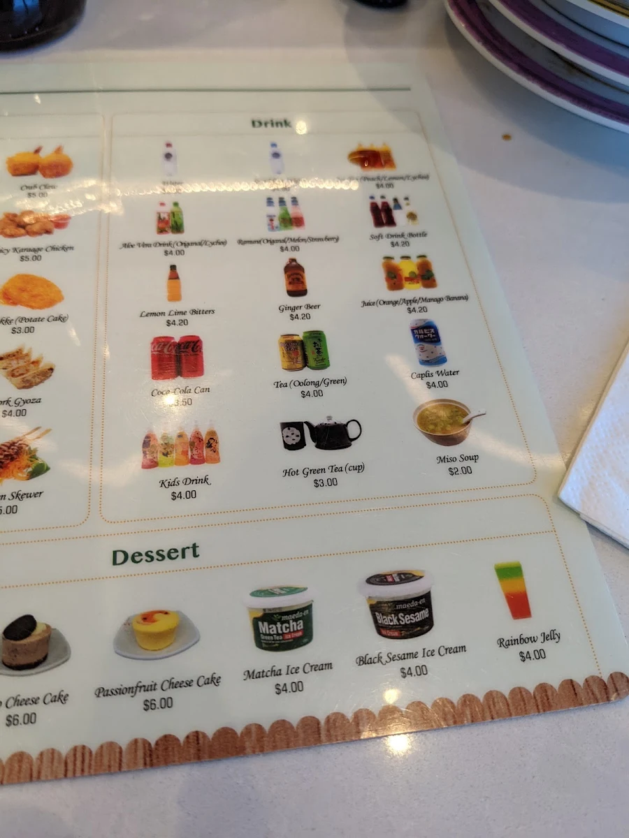 Menu, Miyabi Sushi