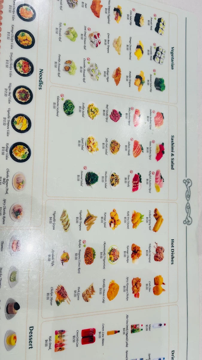 Menu, Miyabi Sushi