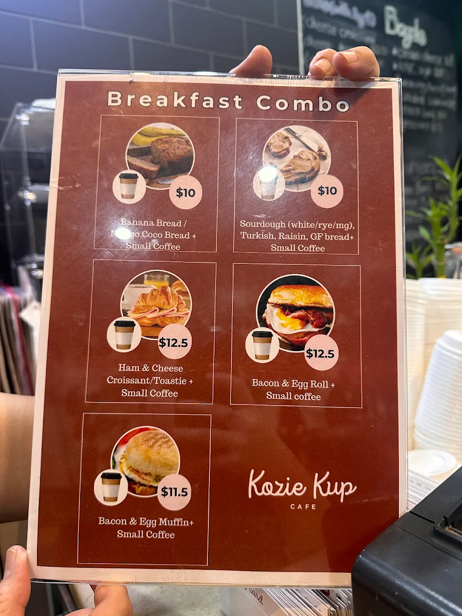 Menu, Kozie Kup Cafe Pyrmont
