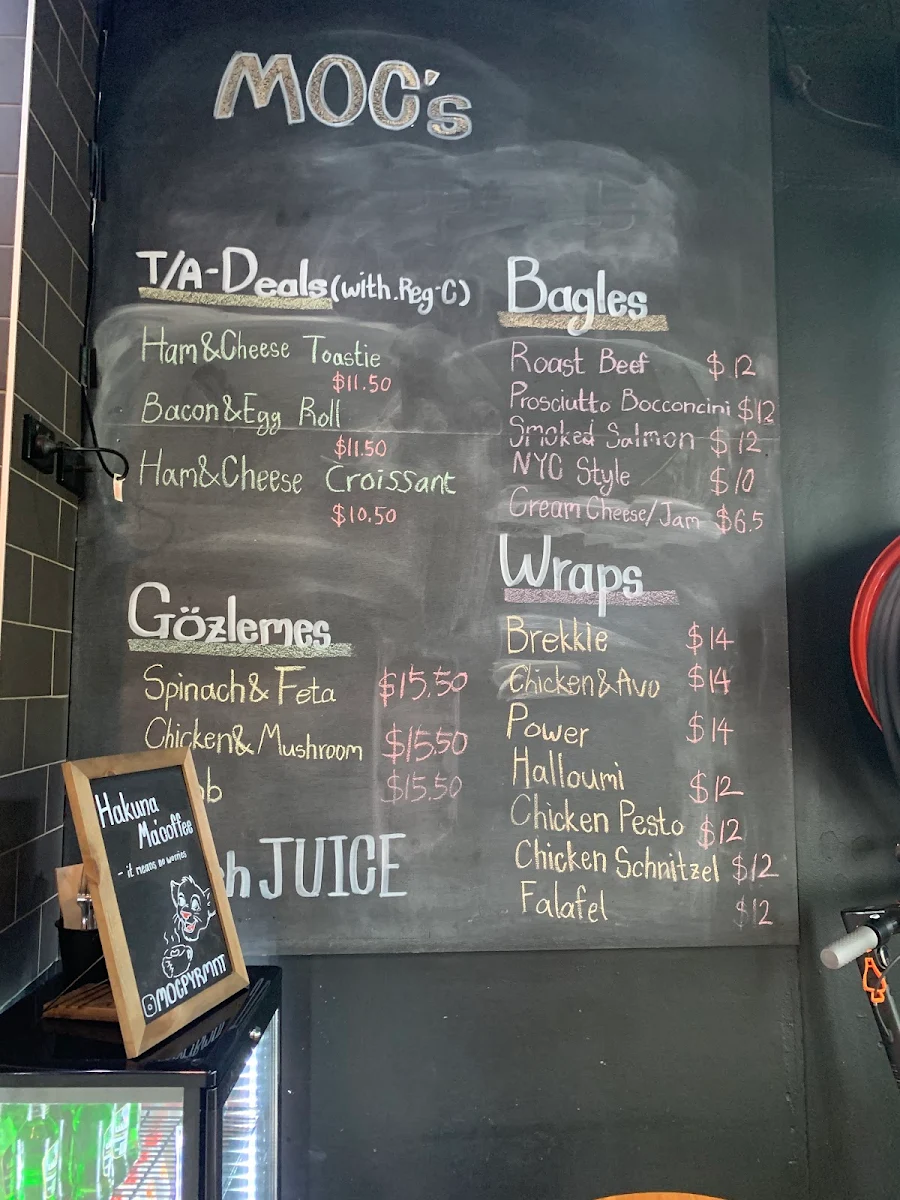 Menu, Kozie Kup Cafe Pyrmont