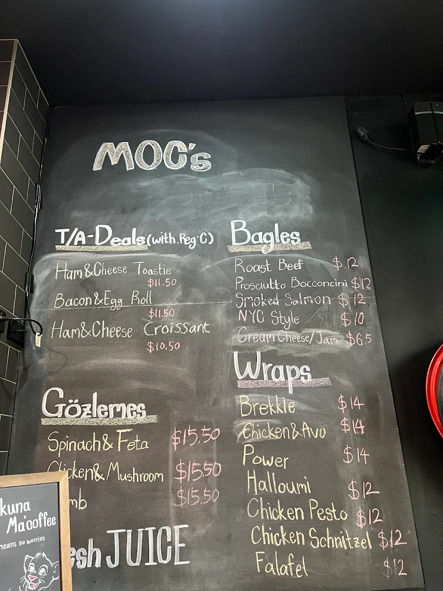 Menu, Kozie Kup Cafe Pyrmont