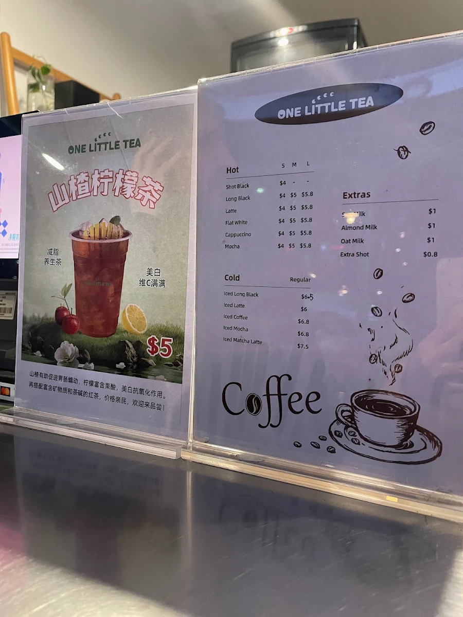 Menu, One Little Tea