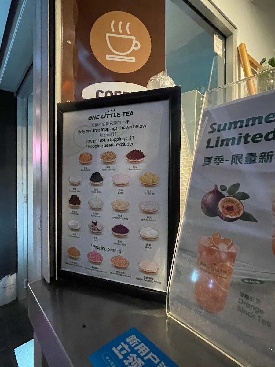 Menu, One Little Tea