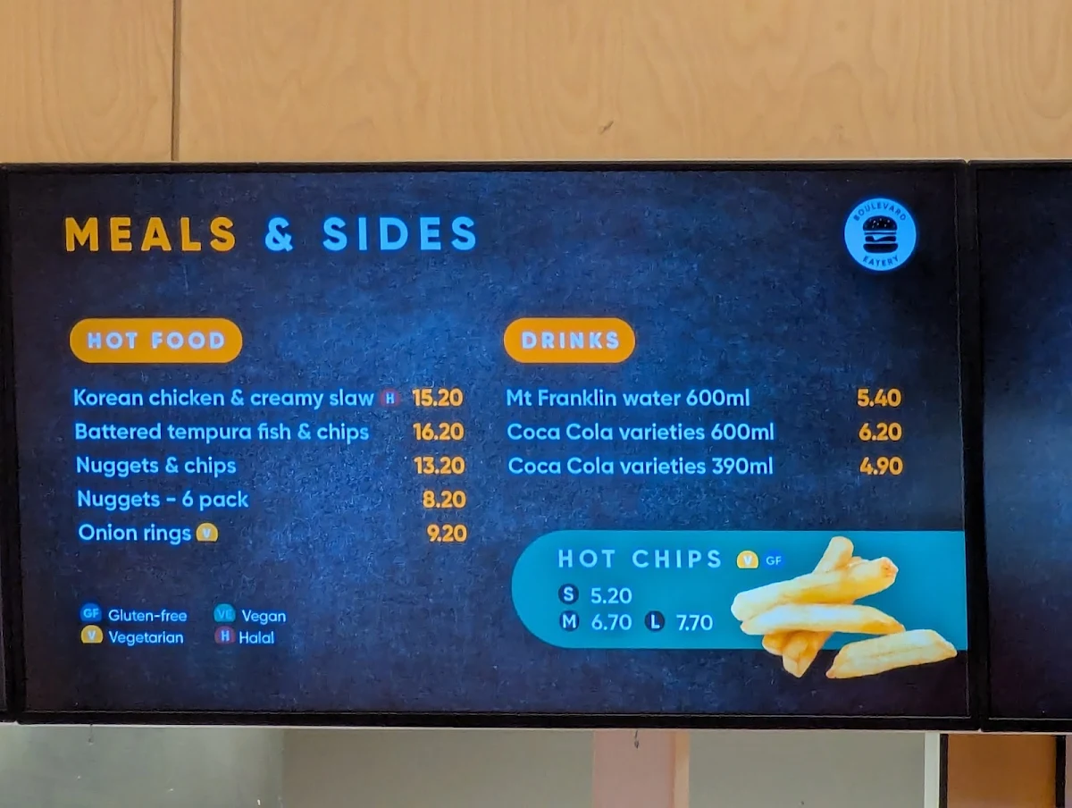 Menu, Boulevard Eatery