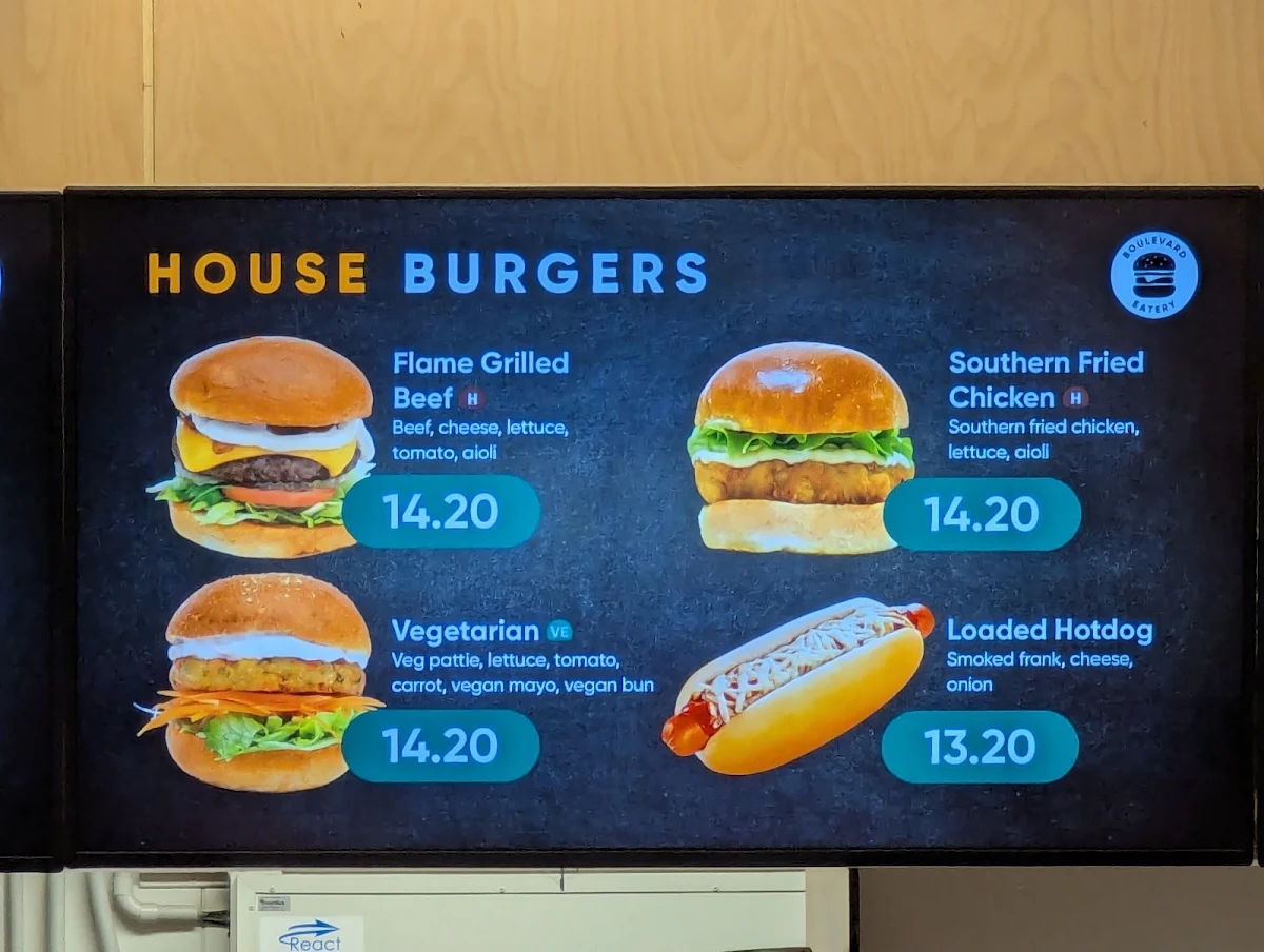 Menu, Boulevard Eatery