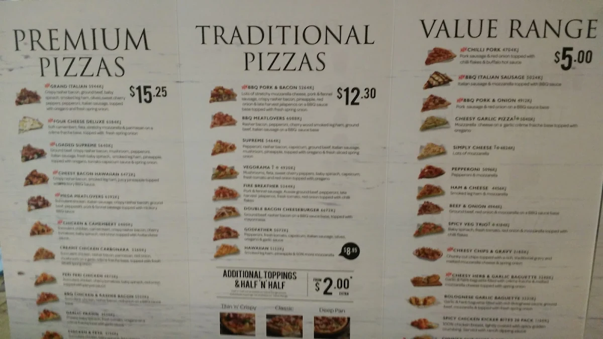 Menu, Domino's Pizza Gunnedah