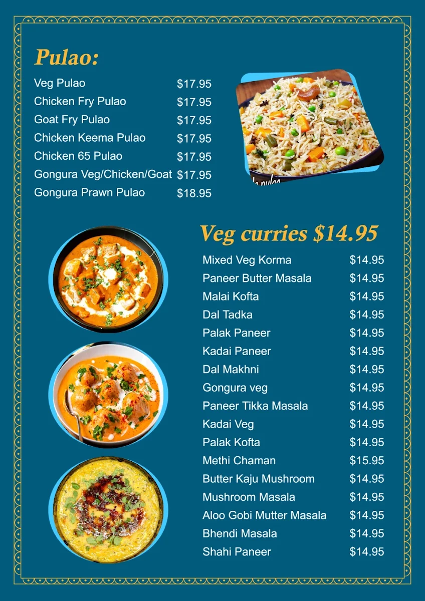 Menu, Grand Sitara