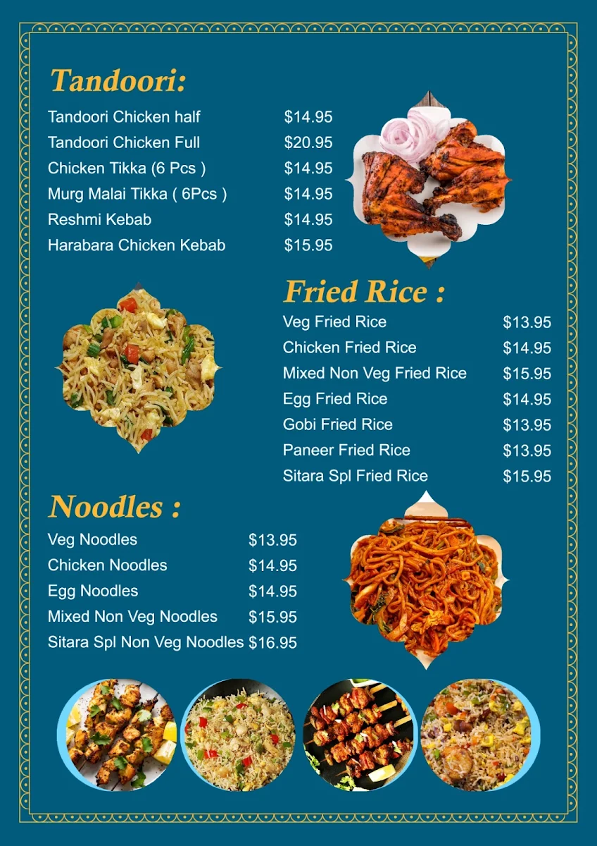 Menu, Grand Sitara