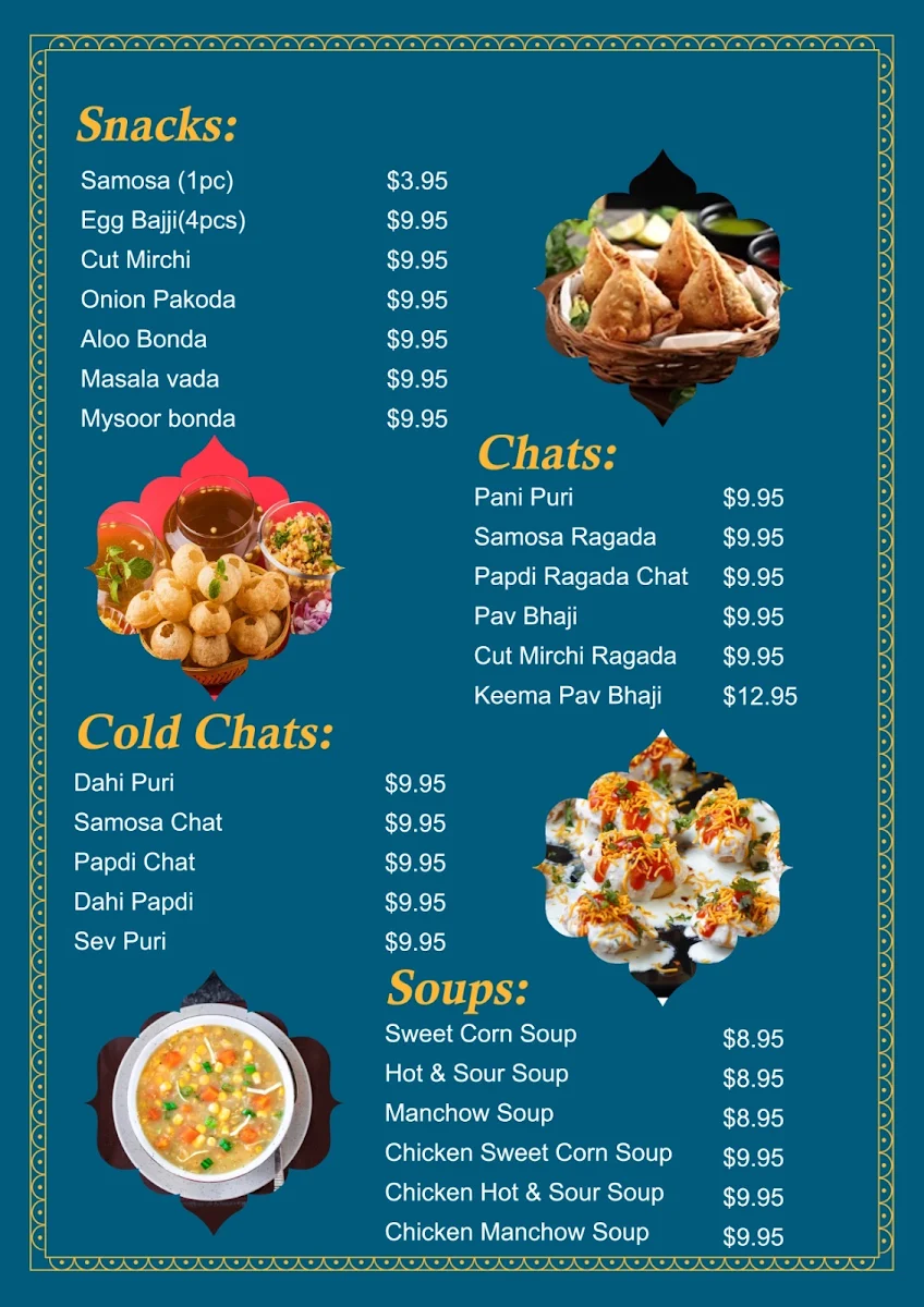 Menu, Grand Sitara