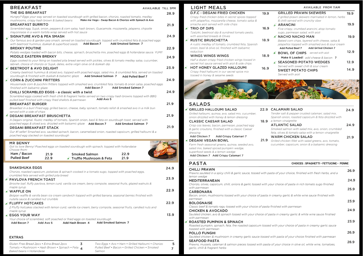 Menu, Degani Craigieburn – Woodfired Pizza, Café & Restaurant