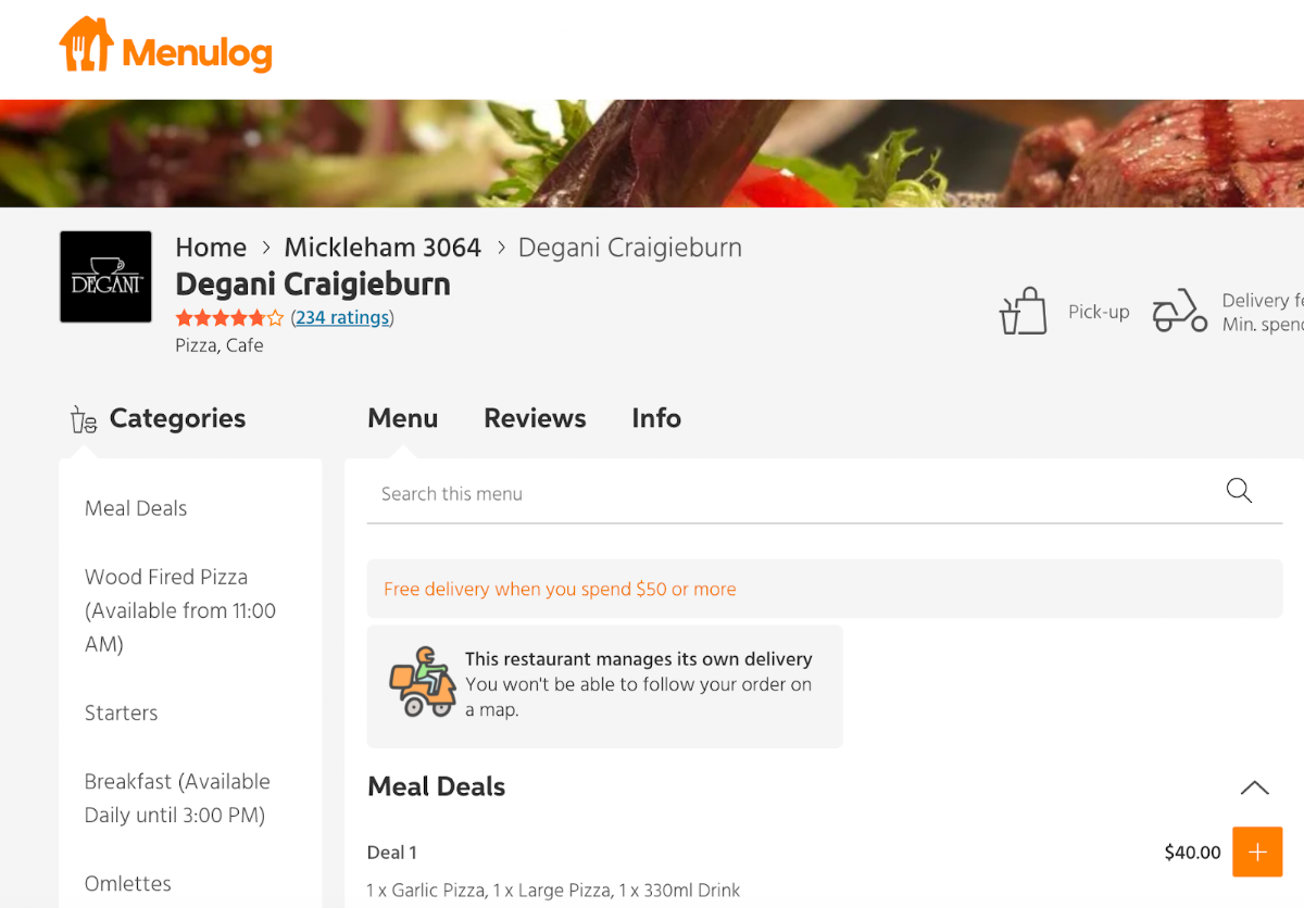 Menu, Degani Craigieburn – Woodfired Pizza, Café & Restaurant