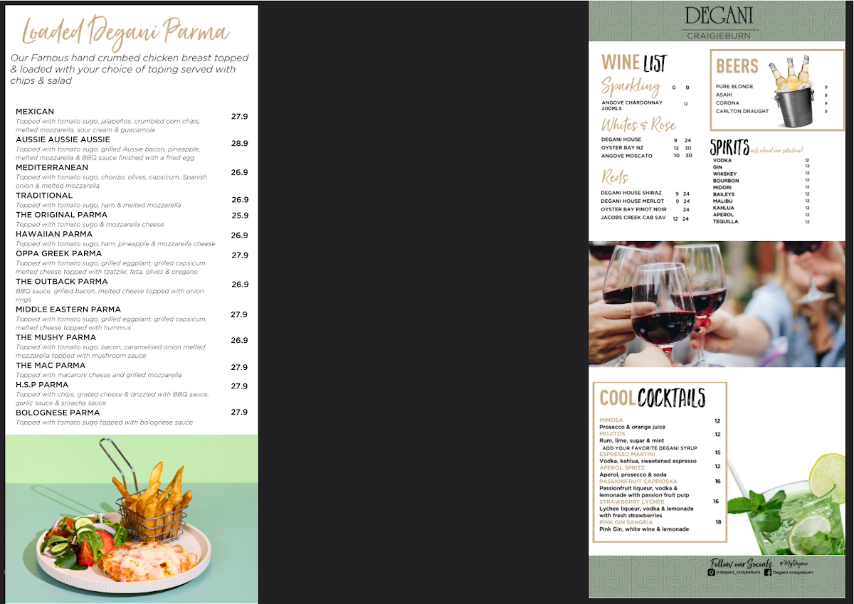 Menu, Degani Craigieburn – Woodfired Pizza, Café & Restaurant