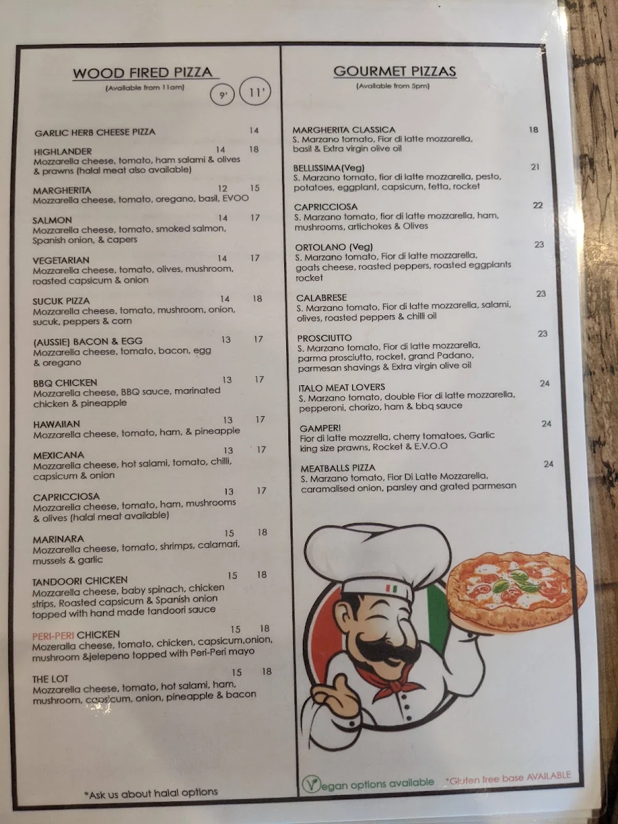 Menu, Degani Craigieburn – Woodfired Pizza, Café & Restaurant