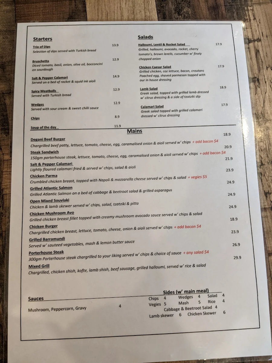 Menu, Degani Craigieburn – Woodfired Pizza, Café & Restaurant