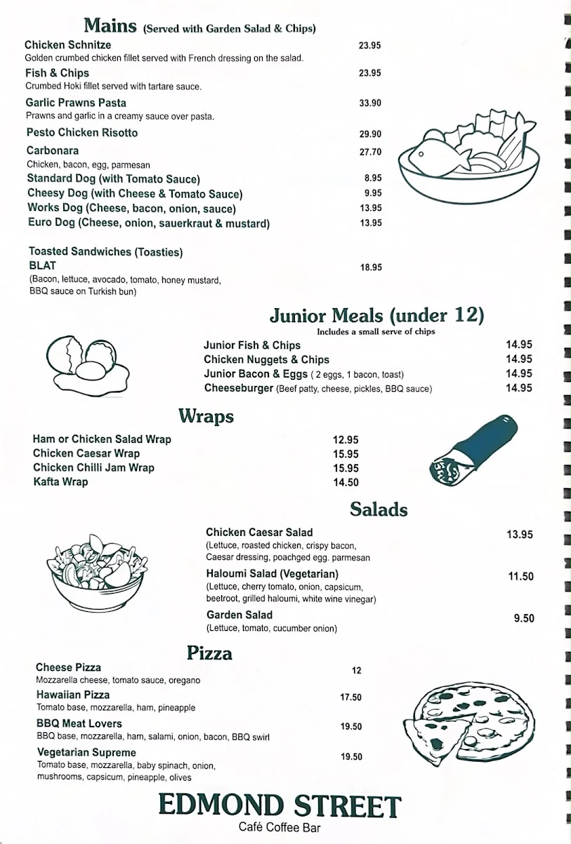 Menu, The Boys Edmond Street Cafe